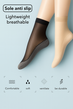 Silky Anti-Slip Cotton Sole Sheer Ankle High Tights Hosiery Socks Reinforced Toe