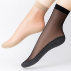 Silky Anti-Slip Cotton Sole Sheer Ankle High Tights Hosiery Socks Reinforced Toe