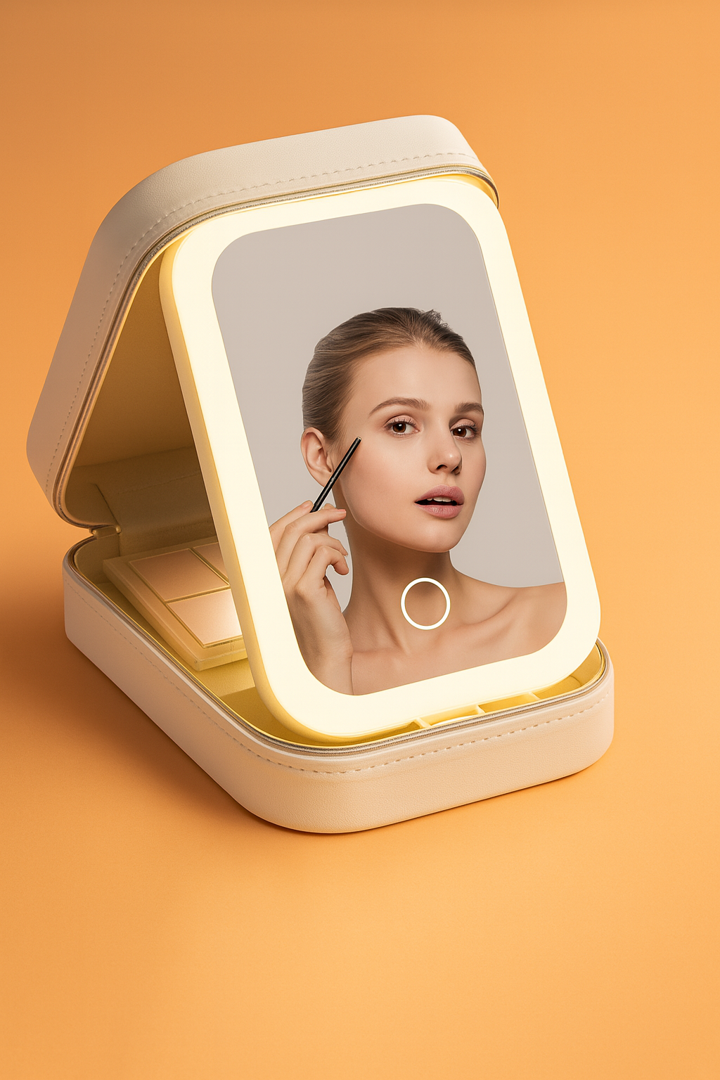 Travel Makeup Bag with LED Lighted Mirror, Portable Cosmetic Bag, 3 Color Setting, Waterproof Organizer, Gift for Women, Reachable - White