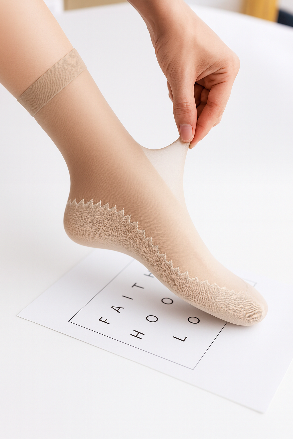 Silky Anti-Slip Cotton Sole Sheer Ankle High Tights Hosiery Socks Reinforced Toe